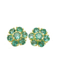 Pair of natural colombian emerald cluster earrings made of 18k yellow gold.