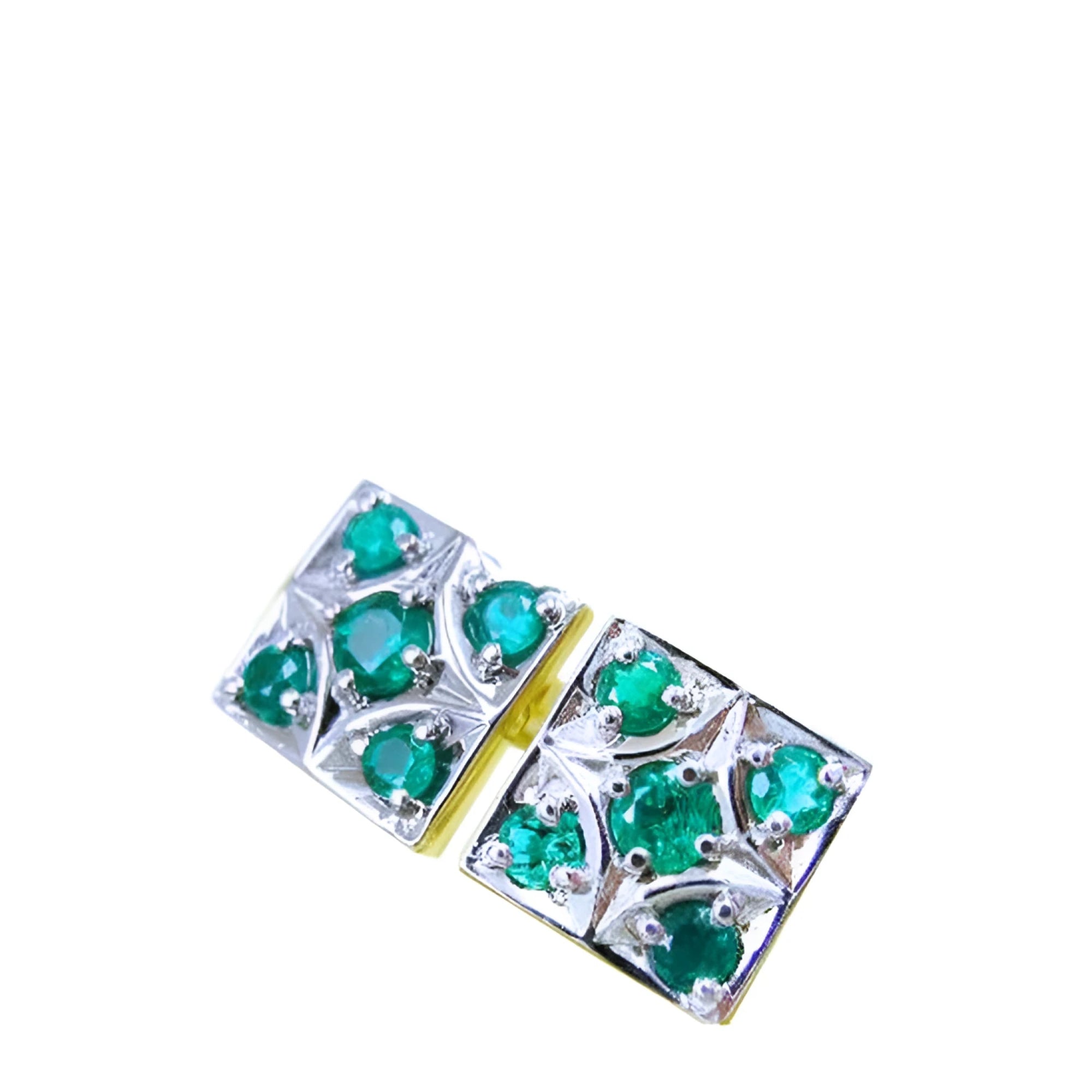 Natural colombian emerald cufflinks for men crafted in solid gold, perfect for a birthstone gift.