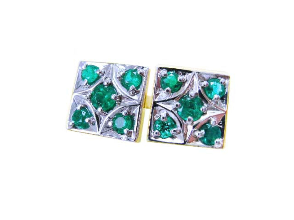 Authentic Colombian emerald cufflinks for men fine quality natural Muzo emeralds May birthstone crafted in 14k yellow gold
