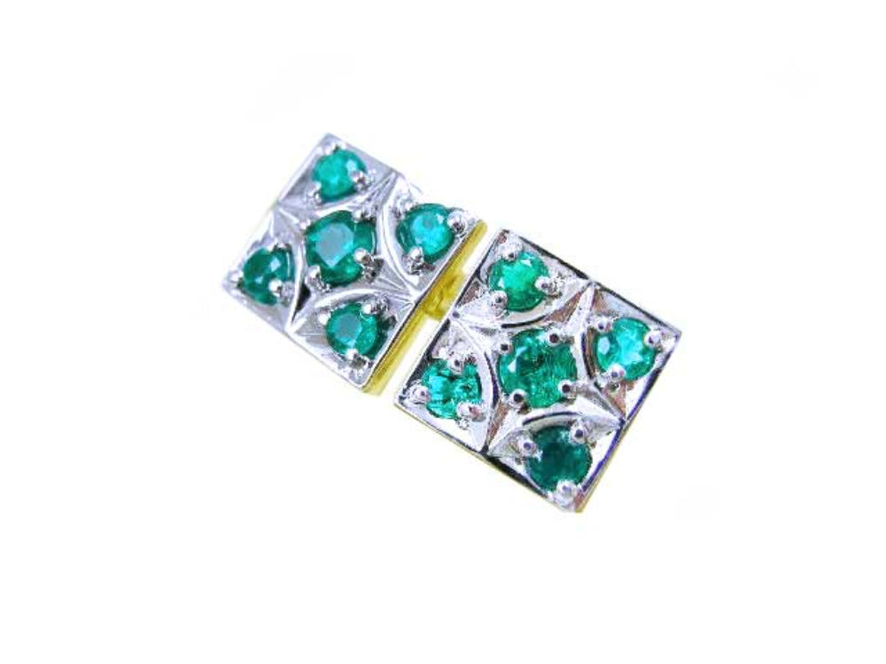 Modern emerald cufflinks men's fine jewelry fine quality natural Muzo Colombia May birthstone crafted in 14k yellow gold