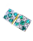 Modern emerald cufflinks men's fine jewelry fine quality natural Muzo Colombia May birthstone crafted in 14k yellow gold