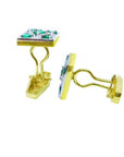 May Birthstone cufflinks for men fine quality natural Muzo emeralds crafted in 14k yellow gold