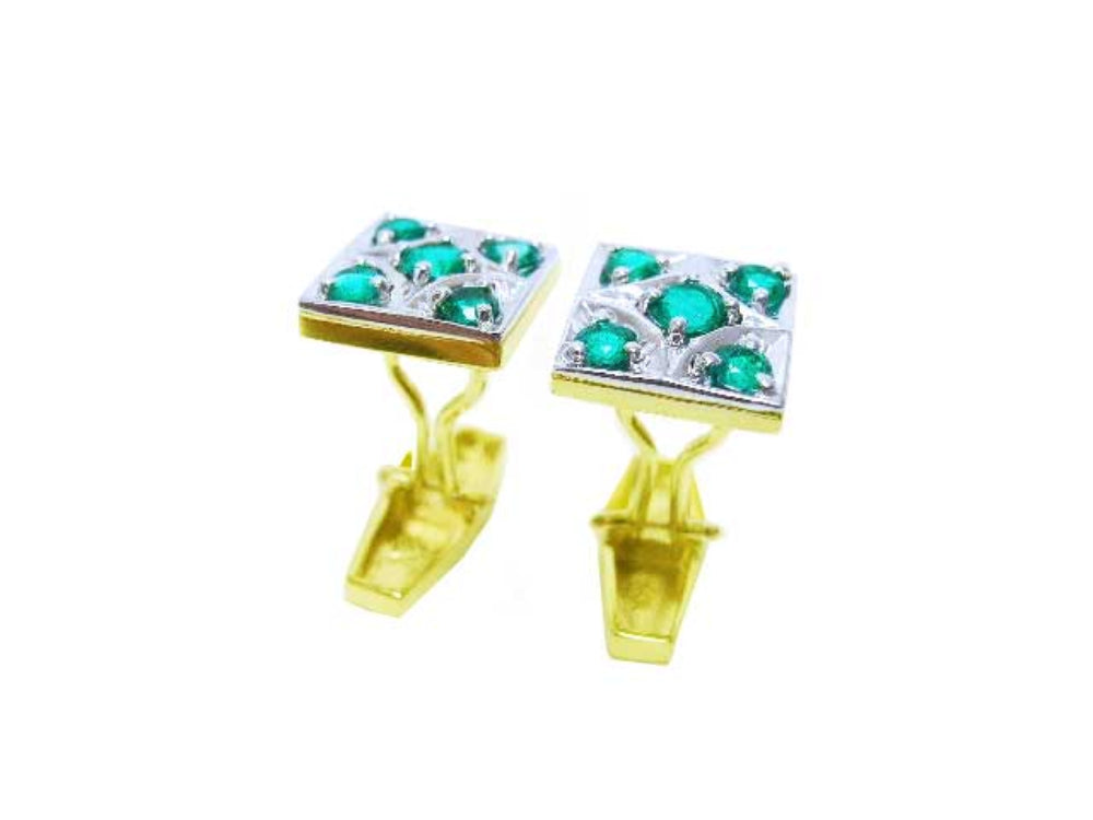 Father&#39;s Day emerald cufflinks the perfect gift for him fine quality natural Muzo emeralds May birthstone crafted in 14k yellow gold