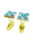 Father's Day emerald cufflinks the perfect gift for him fine quality natural Muzo emeralds May birthstone crafted in 14k yellow gold