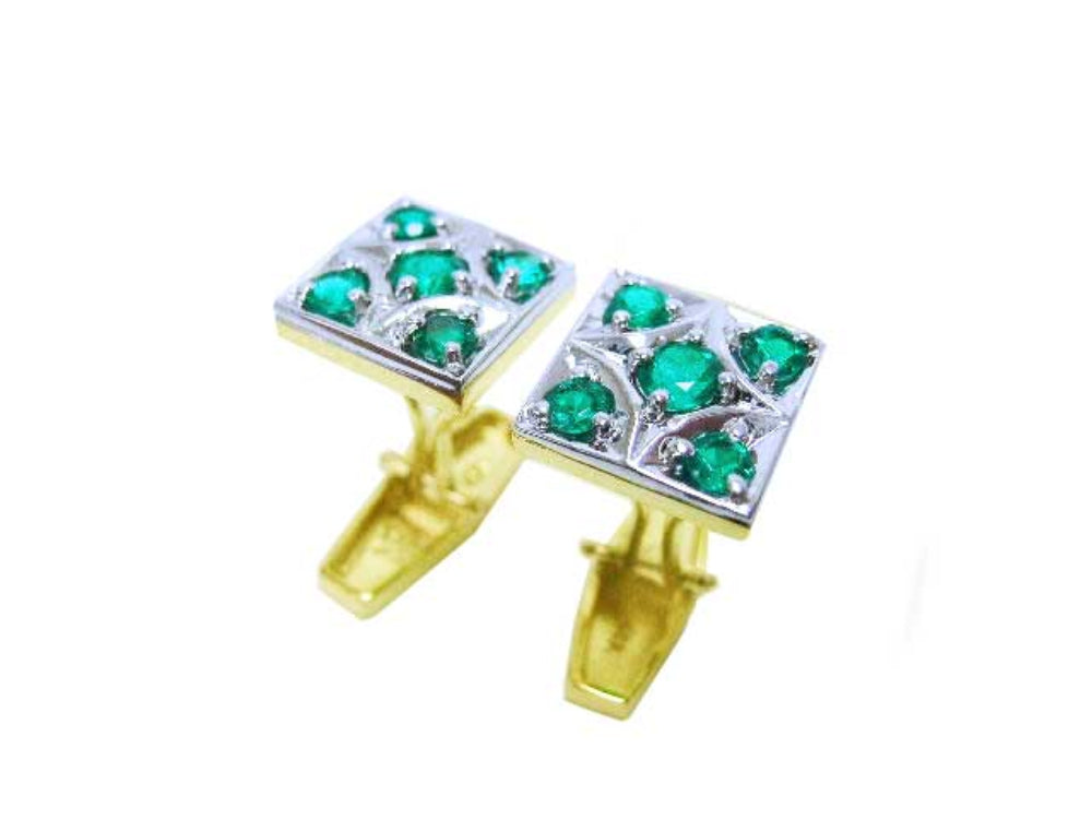 Cufflinks Men&#39;s Emerald jewelry hand made in USA fine quality natural Muzo emeralds May birthstone crafted in 14k yellow gold