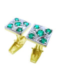 Cufflinks Men's Emerald jewelry hand made in USA fine quality natural Muzo emeralds May birthstone crafted in 14k yellow gold