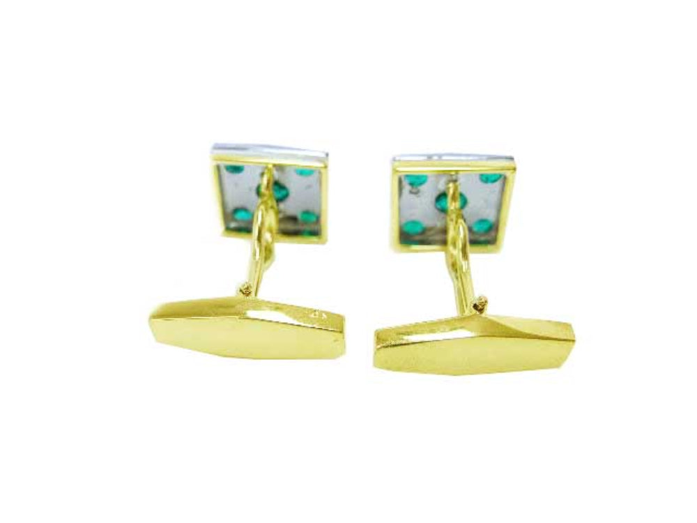 Emerald gold cufflinks for man fine quality jewelry natural Muzo emeralds May birthstone crafted in 14k yellow gold