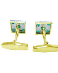 Emerald gold cufflinks for man fine quality jewelry natural Muzo emeralds May birthstone crafted in 14k yellow gold
