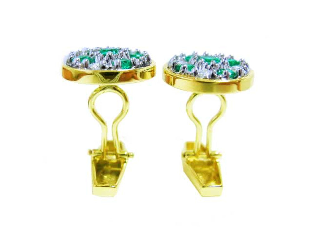 Real Colombian emerald cufflinks wholesale jewelry five high quality natural Colombian emeralds accent diamonds 14k yellow gold