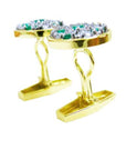 Emerald and diamond fine jewelry cufflinks for men five high quality natural Colombian emeralds accent diamonds 14k yellow gold