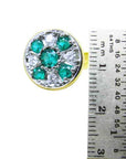 USA made emerald cufflinks five high quality natural Colombian emeralds accent diamonds 14k yellow gold