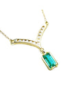 Baguette cut 1.17 ct. Genuine Colombian Emerald Necklace 14K Yellow Gold