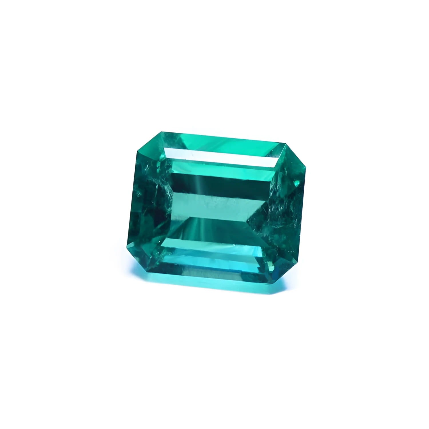 Gia certified emerald-cut loose Colombian emerald Muzo born medium deep green hue.