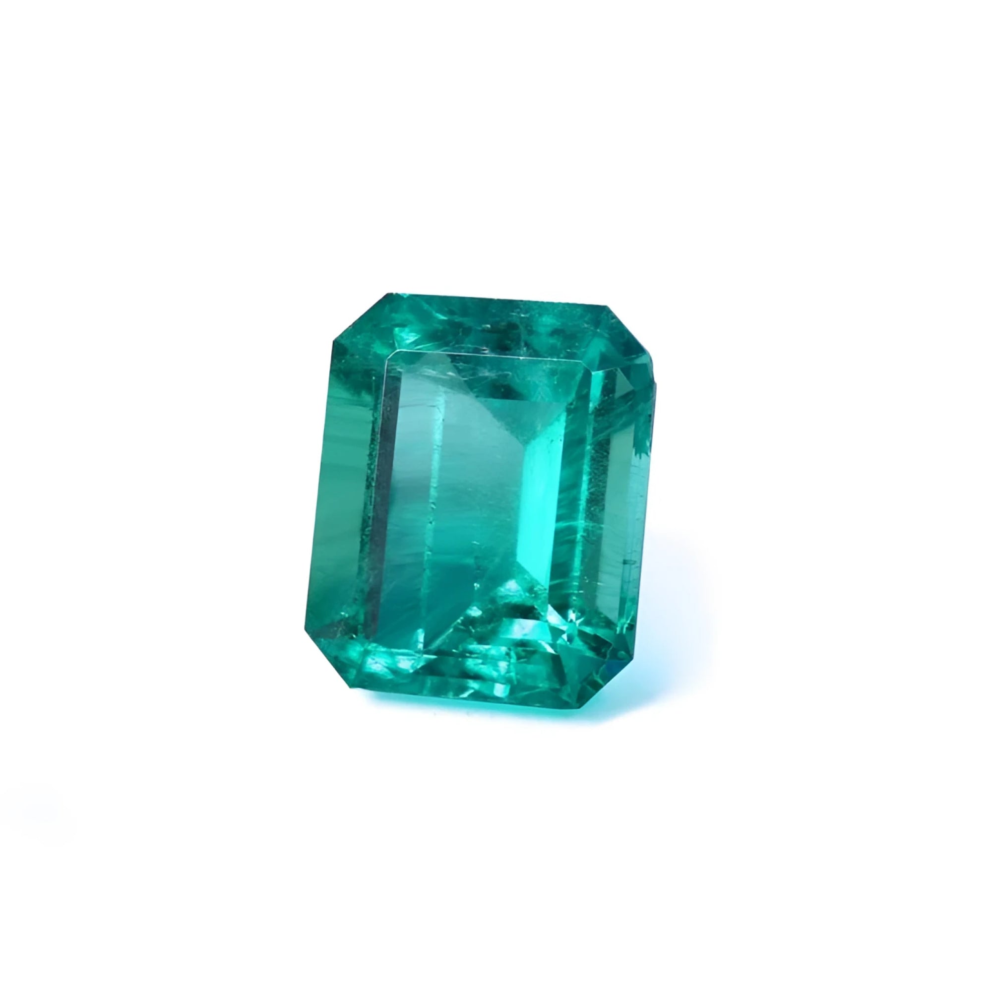 3.03 ct. GIA certified emerald-cut Colombian emerald with medium-deep bluish green color.