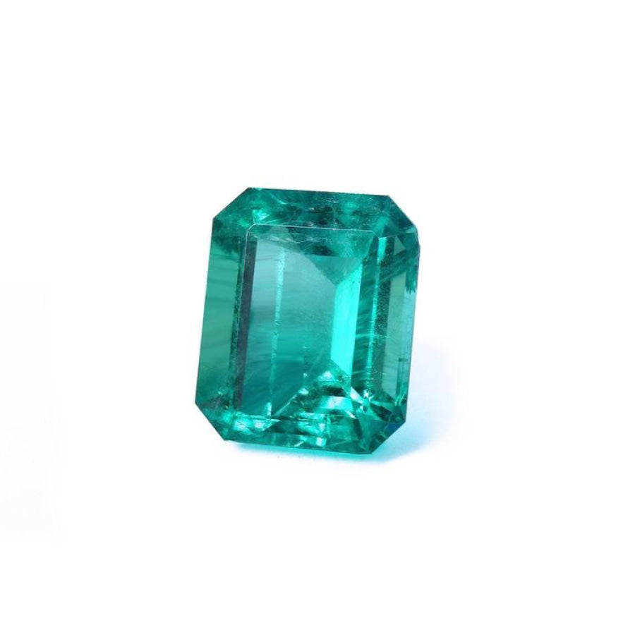 3.03 ct. GIA certified emerald-cut Colombian emerald with medium-deep bluish green color.