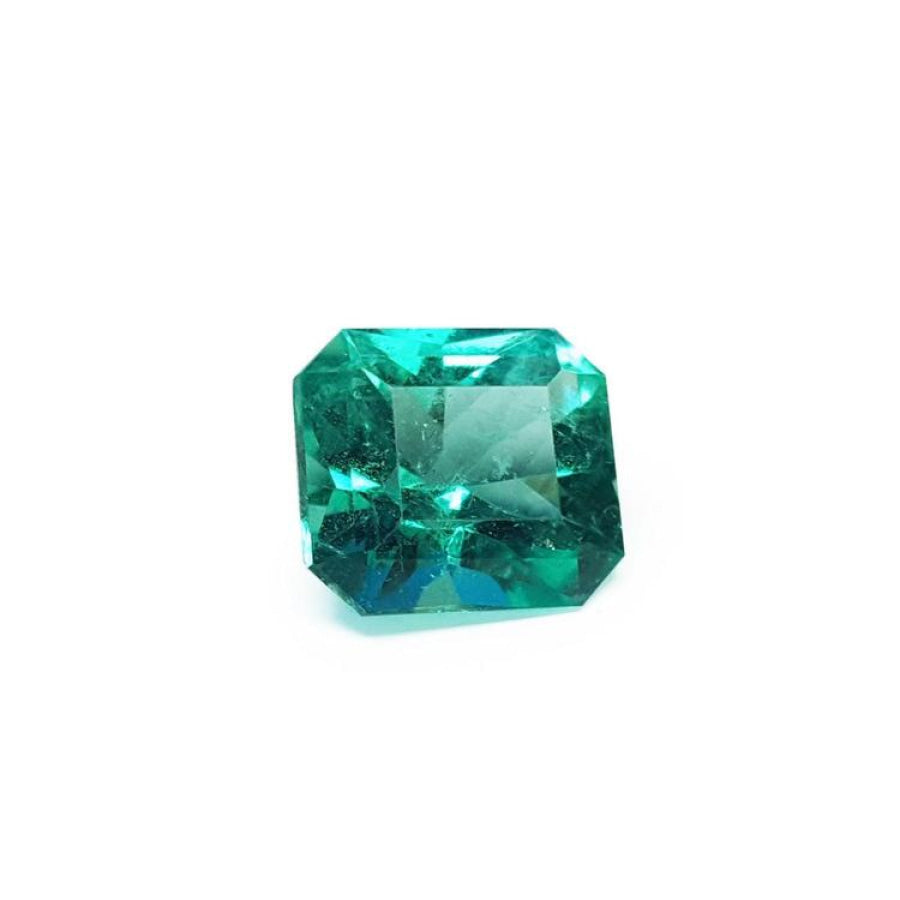 3.60 ct GIA certified loose Colombian emerald, medium bluish-green, emerald cut.