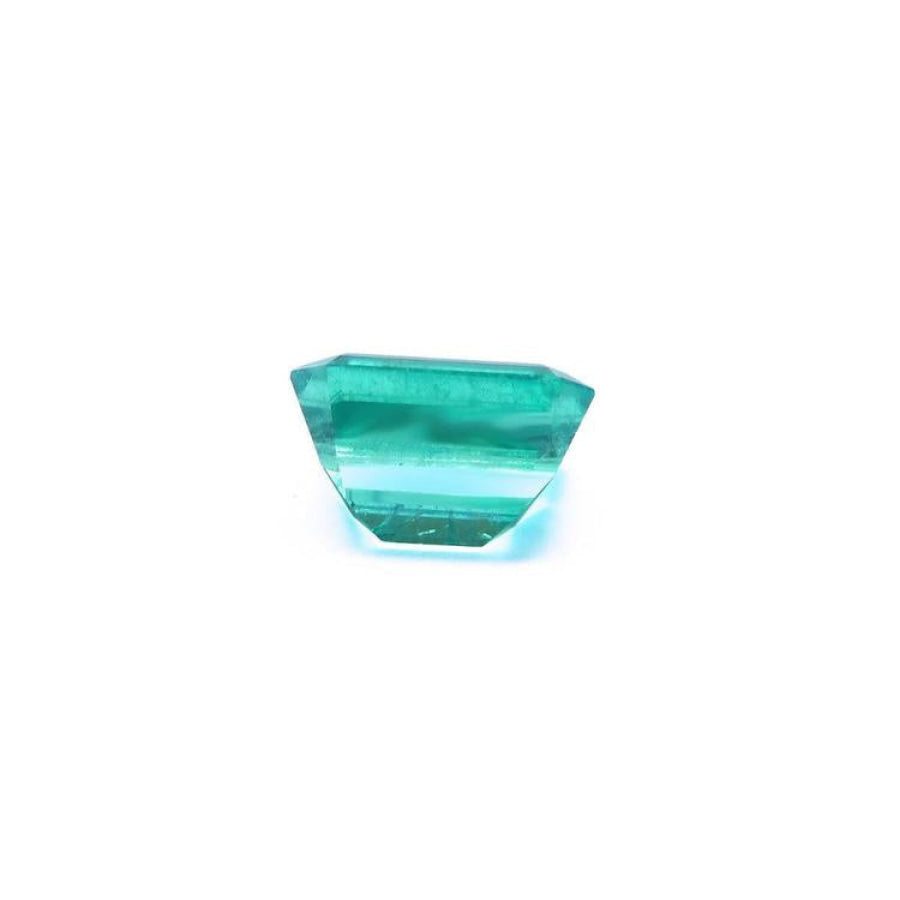 3.03 ct. GIA certified emerald-cut Colombian emerald with a medium-deep bluish-green color.