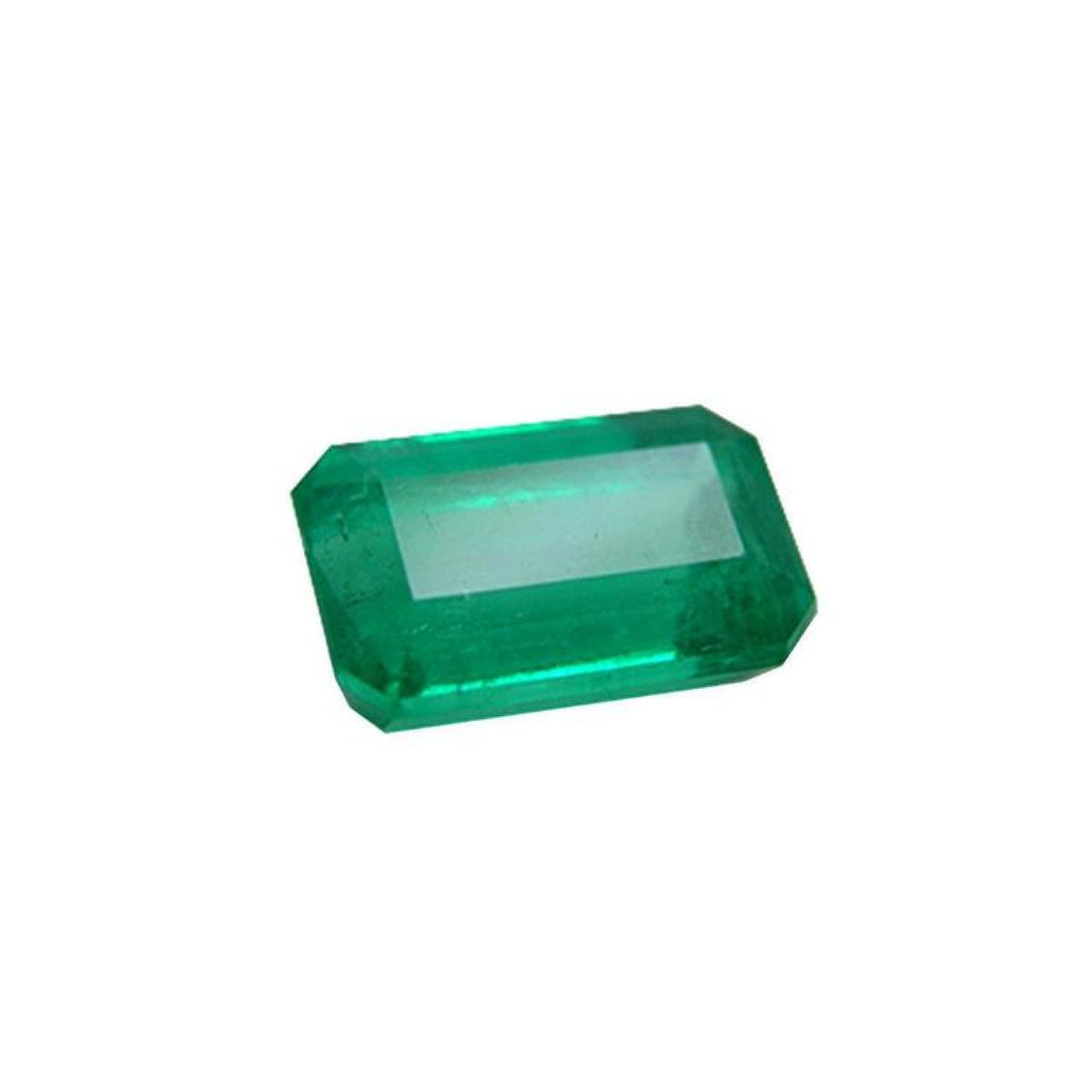 2.55 carat natural Colombian emerald, medium deep green, rectangular emerald cut.