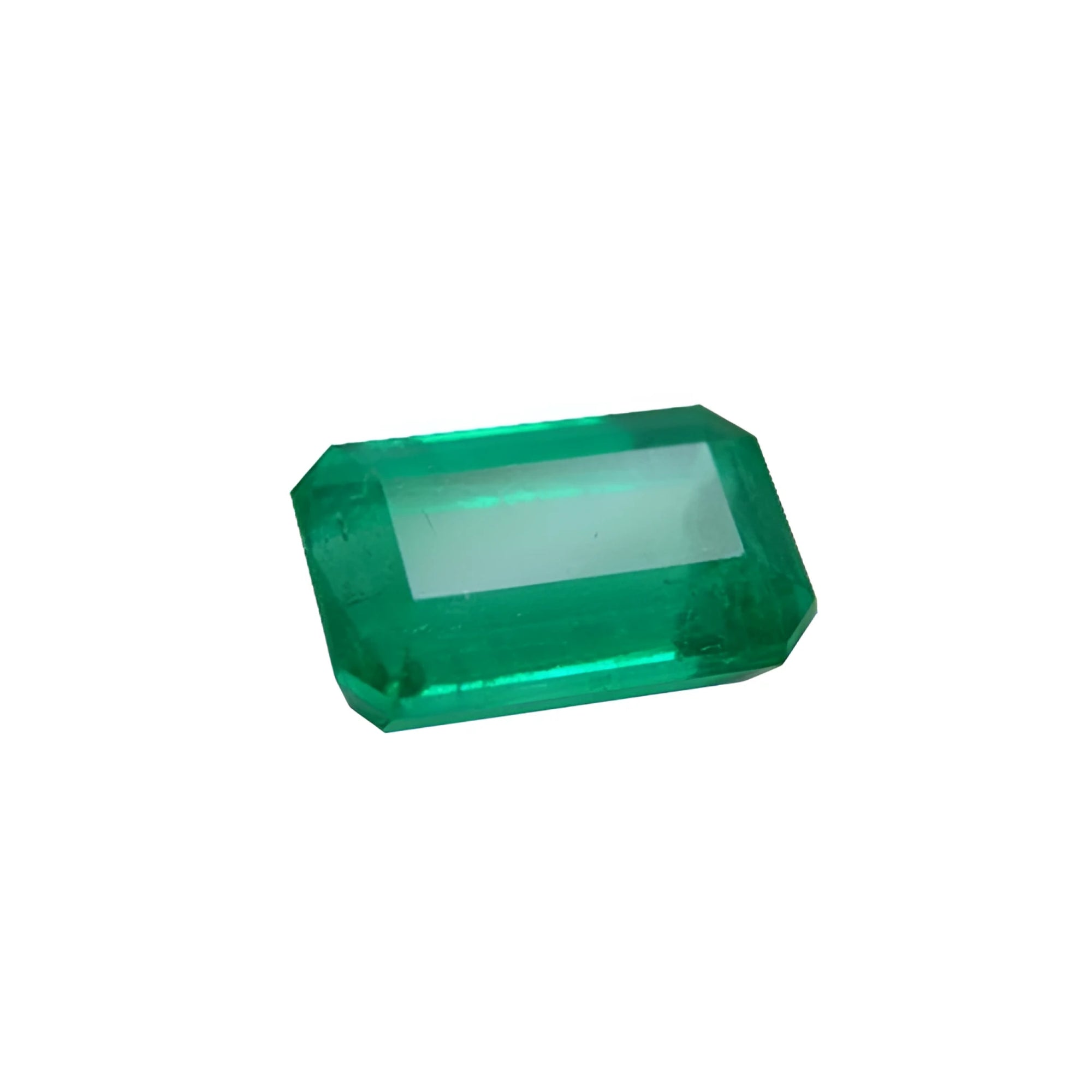 2.55 carat natural Colombian emerald, medium deep green, rectangular emerald cut.
