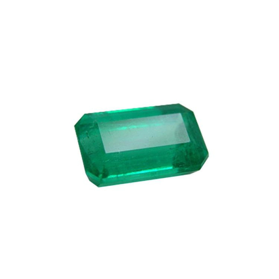 2.55 carat natural Colombian emerald, medium deep green, rectangular emerald cut.