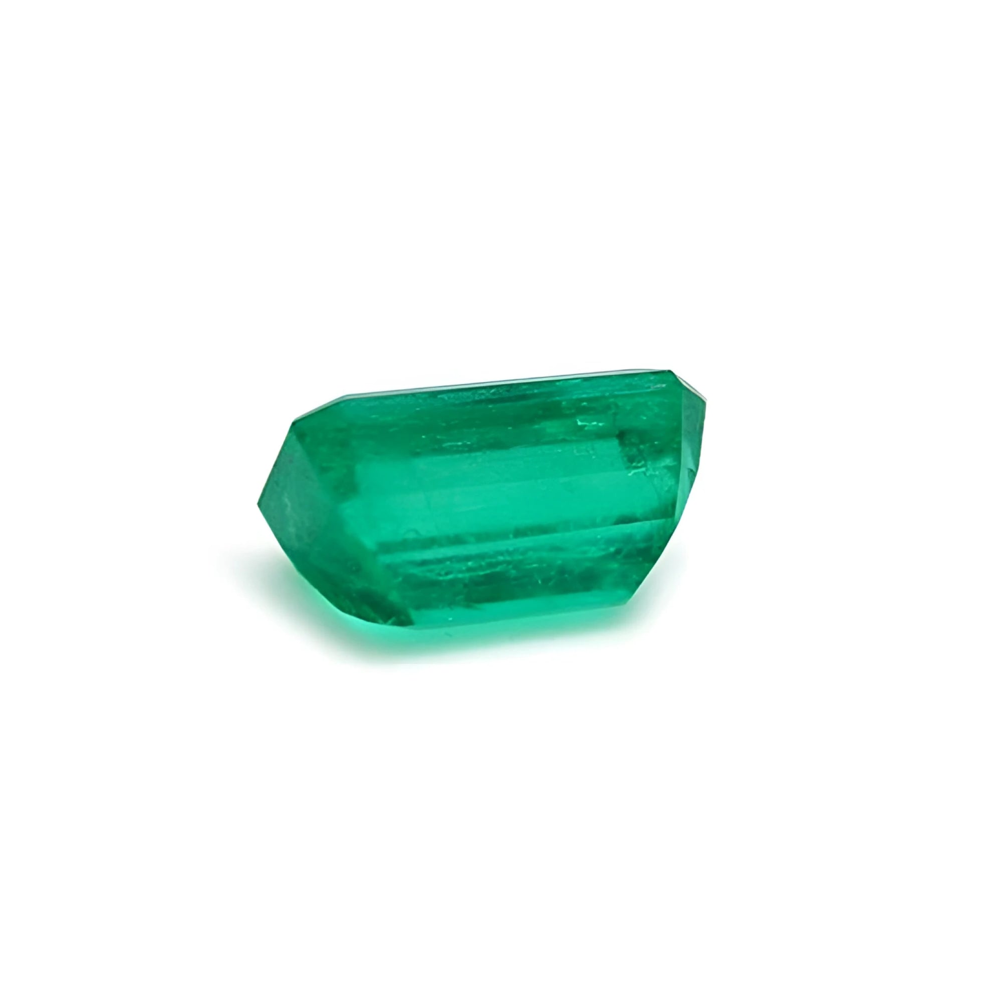 2.55 carat emerald-cut natural Colombian emerald with a medium deep green hue.