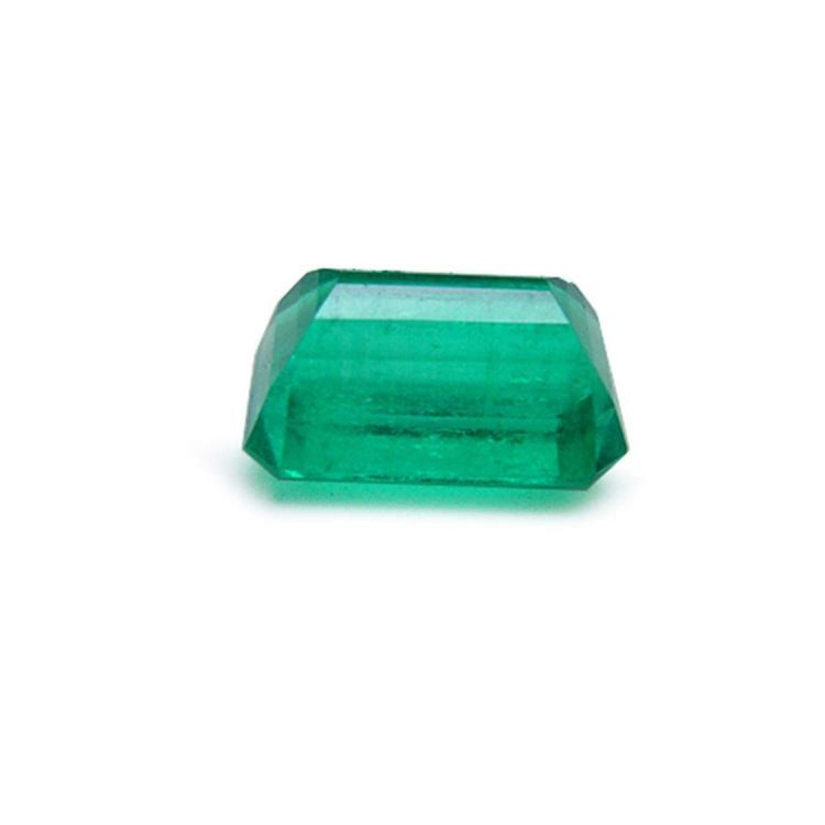 2.55 carat natural Colombian emerald with a medium deep green hue and rectangular emerald cut.