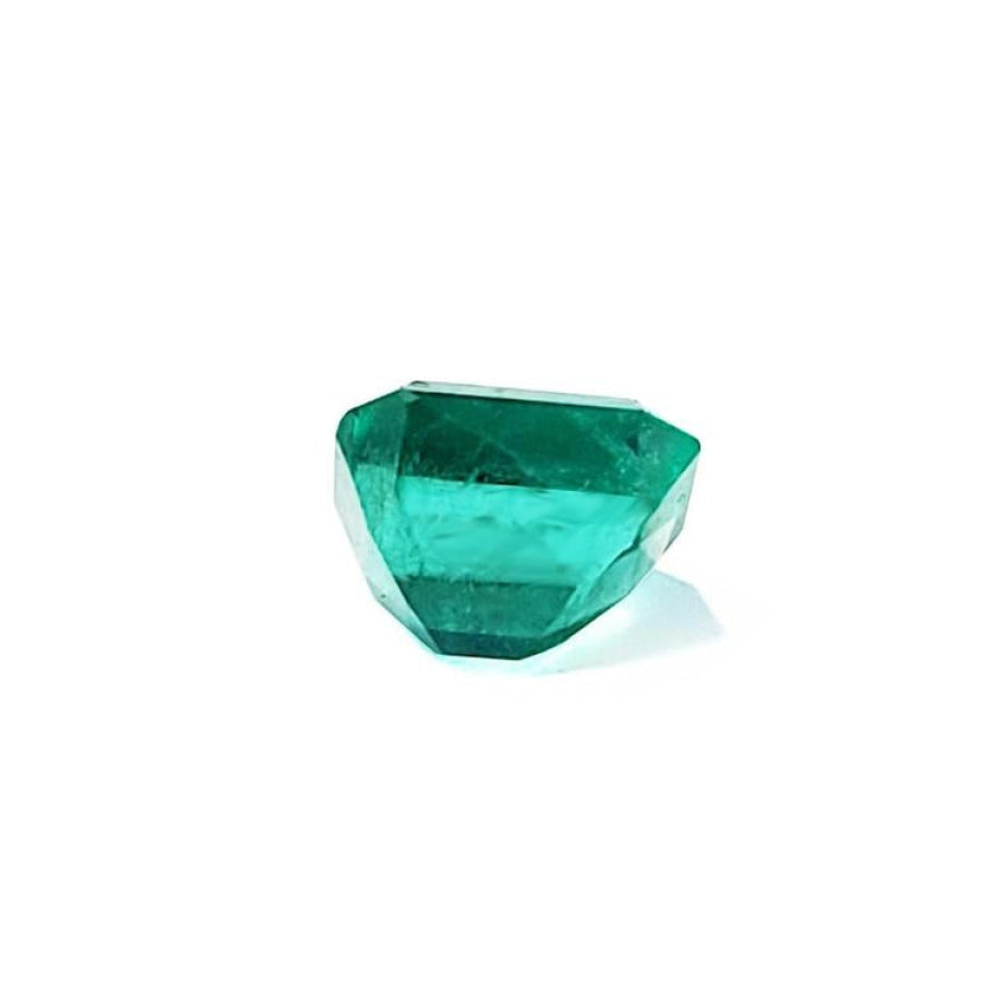 Brilliant emerald-cut 1.41 carat natural Colombian emerald, medium deep bluish green.