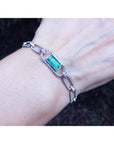 Paper Clip Natural Emerald Bracelet Emerald-cut 2.15 Carats Crafted in 14K White Gold