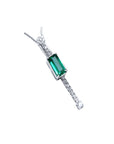 A women's natural Colombian emerald necklace, accented by straight line of natural diamonds crafted in 14k white gold.