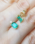 Push backs emerald stud earrings
