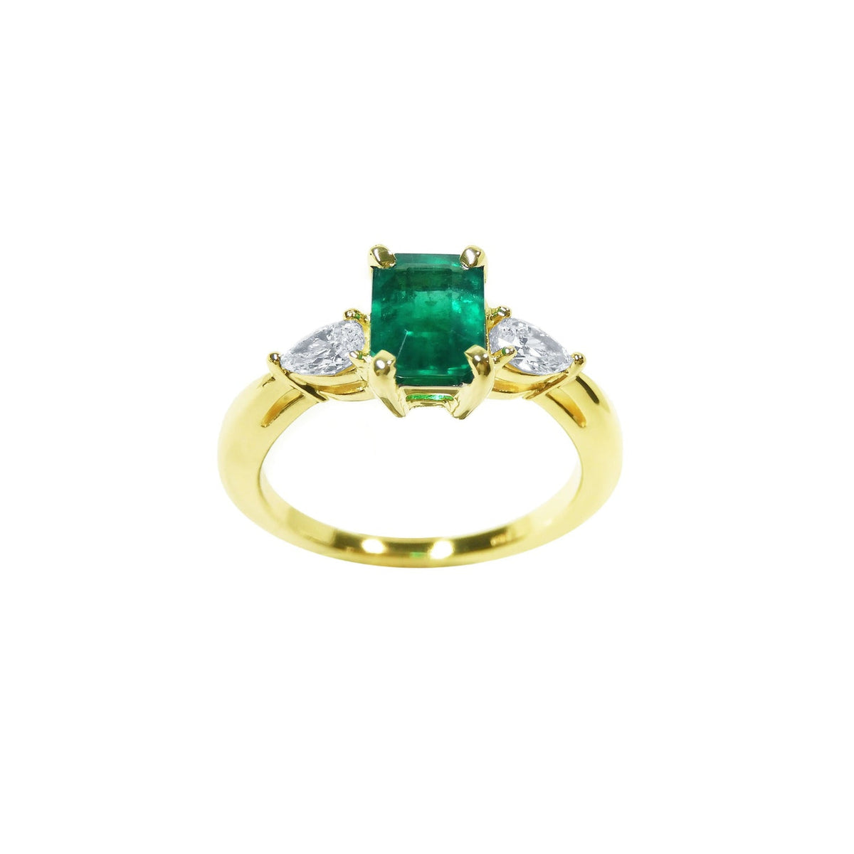 1.10 ct. GIA-Certified Ladies' Emerald Ring in 14K Gold, featuring a Colombian emerald graded F1 with a rich, medium-deep green hue