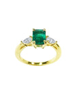 1.10 ct. GIA-Certified Ladies' Emerald Ring in 14K Gold, featuring a Colombian emerald graded F1 with a rich, medium-deep green hue
