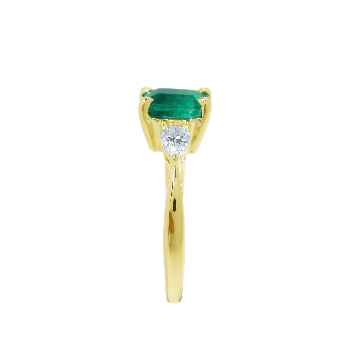 Genuine GIA-Certified Ladies' 14K Gold Emerald Ring featuring a Colombian emerald graded F1 in a rich, medium-deep green hue.