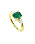 1.10 ct. GIA Certified Colombian Emerald Ladies' Ring in 14K Gold, featuring a rich medium-deep green F1 emerald