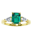 1.10 ct. GIA-Certified Emerald Ladies' Ring in 14K Gold, featuring a Colombian F1 emerald with a rich, medium-deep green hue.