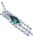 Elegant 14k white gold marquise design with diamonds high quality colombian emerald marquise necklace.