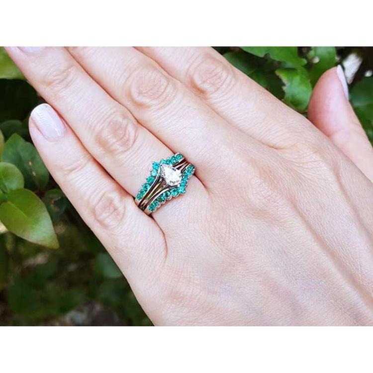 Emerald Ring Enhancer for Insert Solitaire Rings White Gold