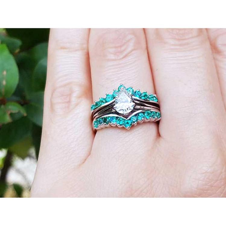 Emerald Ring Enhancer for Insert Solitaire Rings White Gold