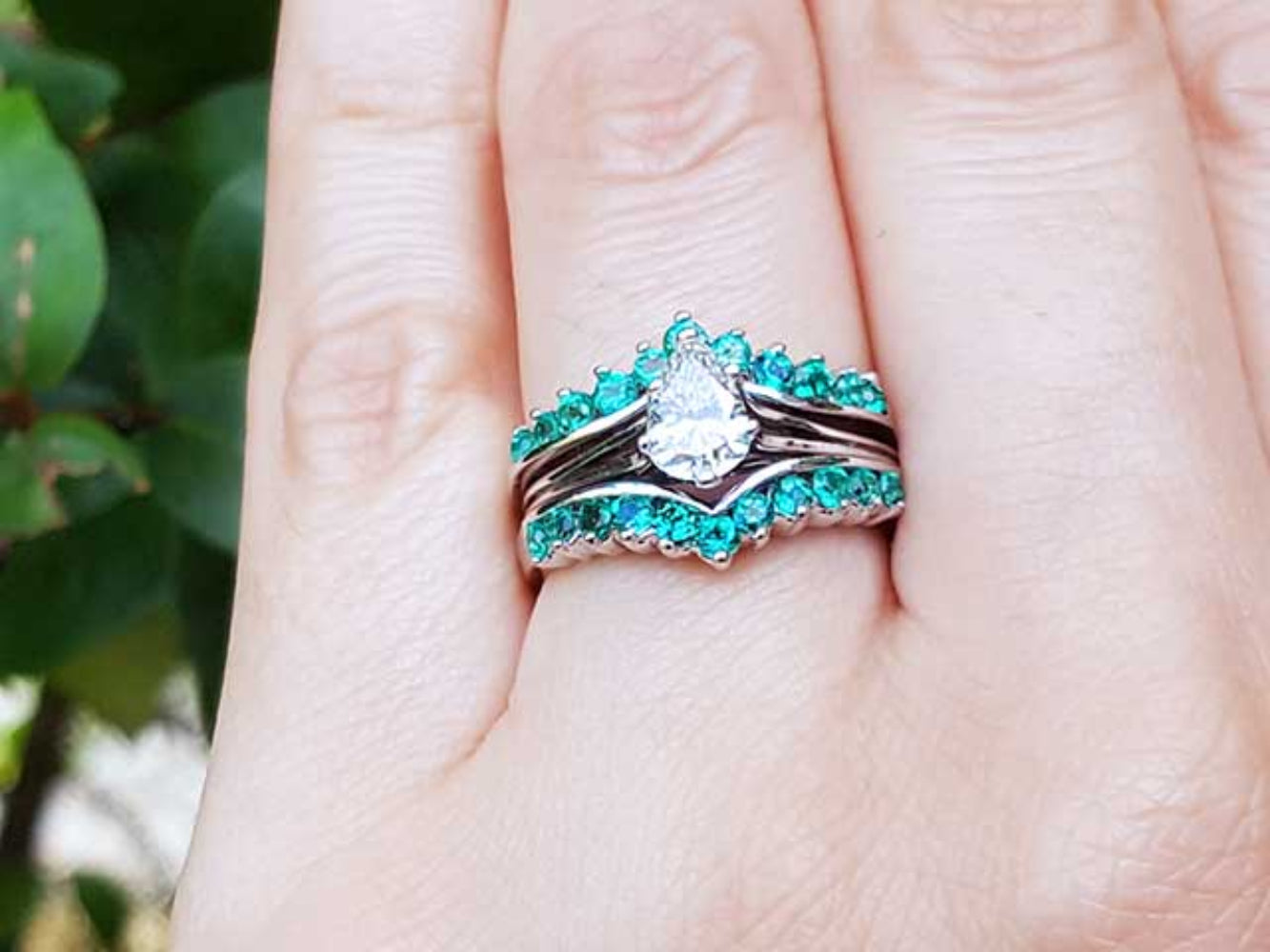 0.76 ct. Emerald Ring Enhancer for Insert Solitaire Rings in 14k White Gold