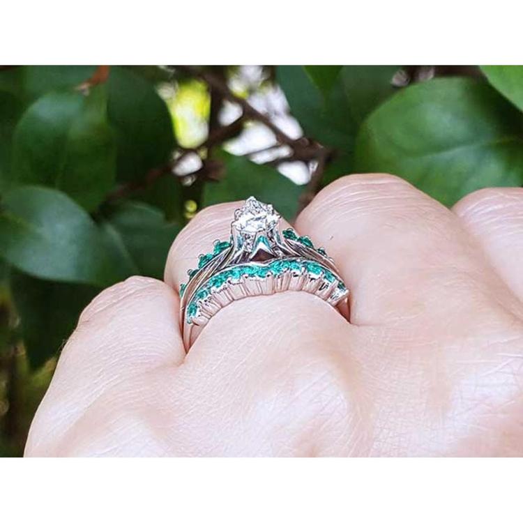 Emerald Ring Enhancer for Insert Solitaire Rings White Gold