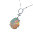7.76 ct. Ethiopian Welo opal and diamond pendant in 14K white gold.