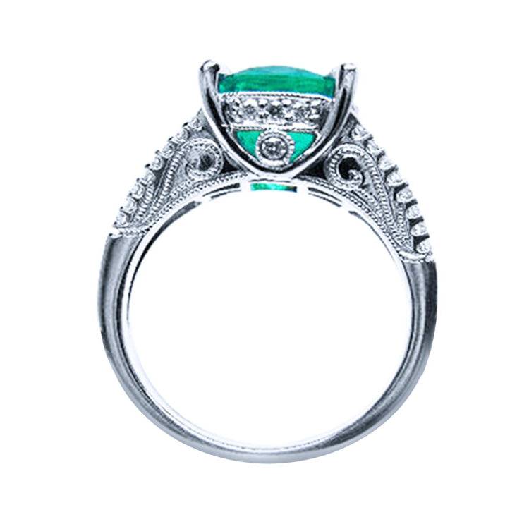 White gold women&#39;s emerald ring fine jewelry