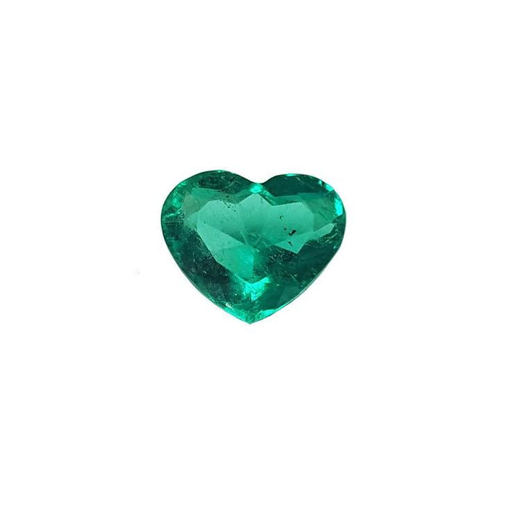 Heart cut loose natural colombian emerald premium quality features a rich bluish-green color.