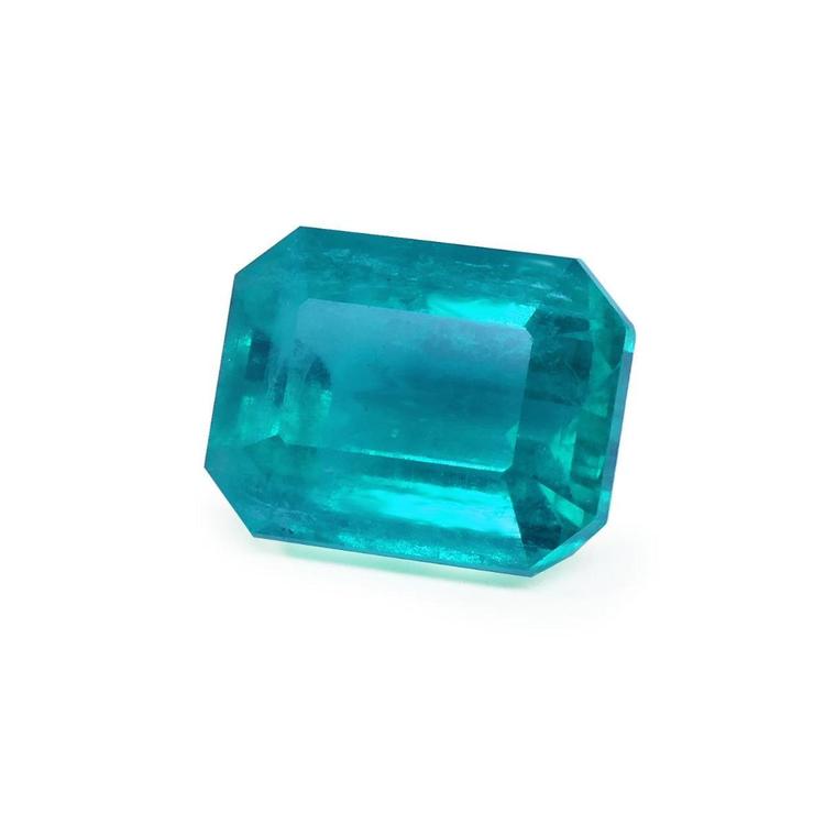 Fine quality loose Mizo mine Colombian emerald left side view