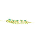 Green Fire Emerald Necklace five grading size Sparkling Round cut 14K Yellow Gold