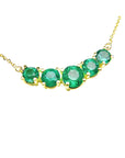 Five Stone 2.28 ct. Muzo Colombian Emeralds Necklace 14K Yellow Gold