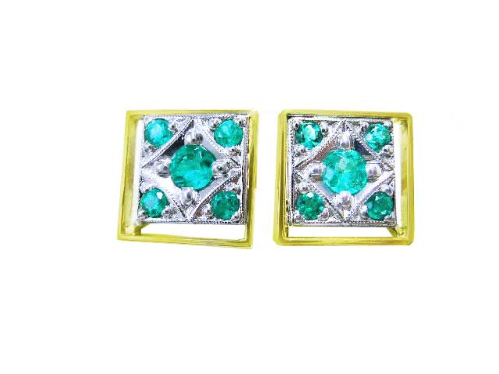 Cufflinks Men's Genuine emerald jewelry five stone high quality natural sourced from Muzo Colombian mines clip system