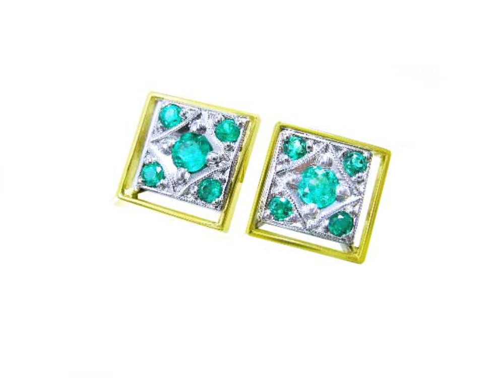 Father’s day jewelry with real emeralds cufflinks five stone high quality natural sourced from Muzo Colombian mines clip system