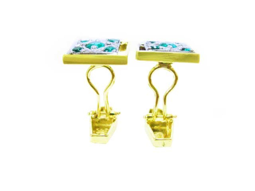 Cufflinks emerald jewelry for men five stone high quality natural sourced from Muzo Colombian mines clip system
