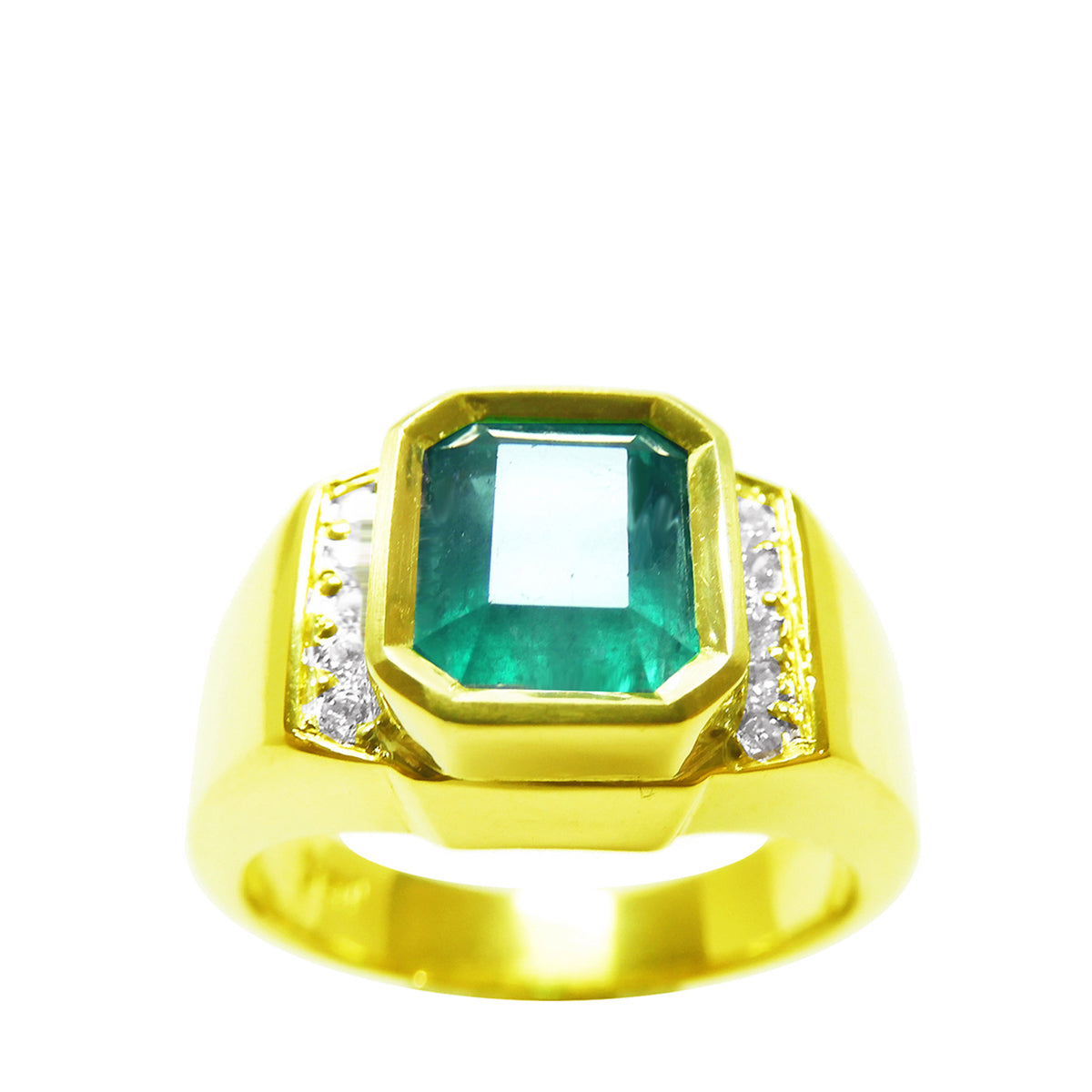 Men's emerald rings gold jewelry